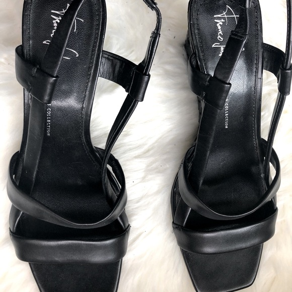 Franco sarto wedge sandal. Basket weave heel. Size 8. Black. - Picture 1 of 12